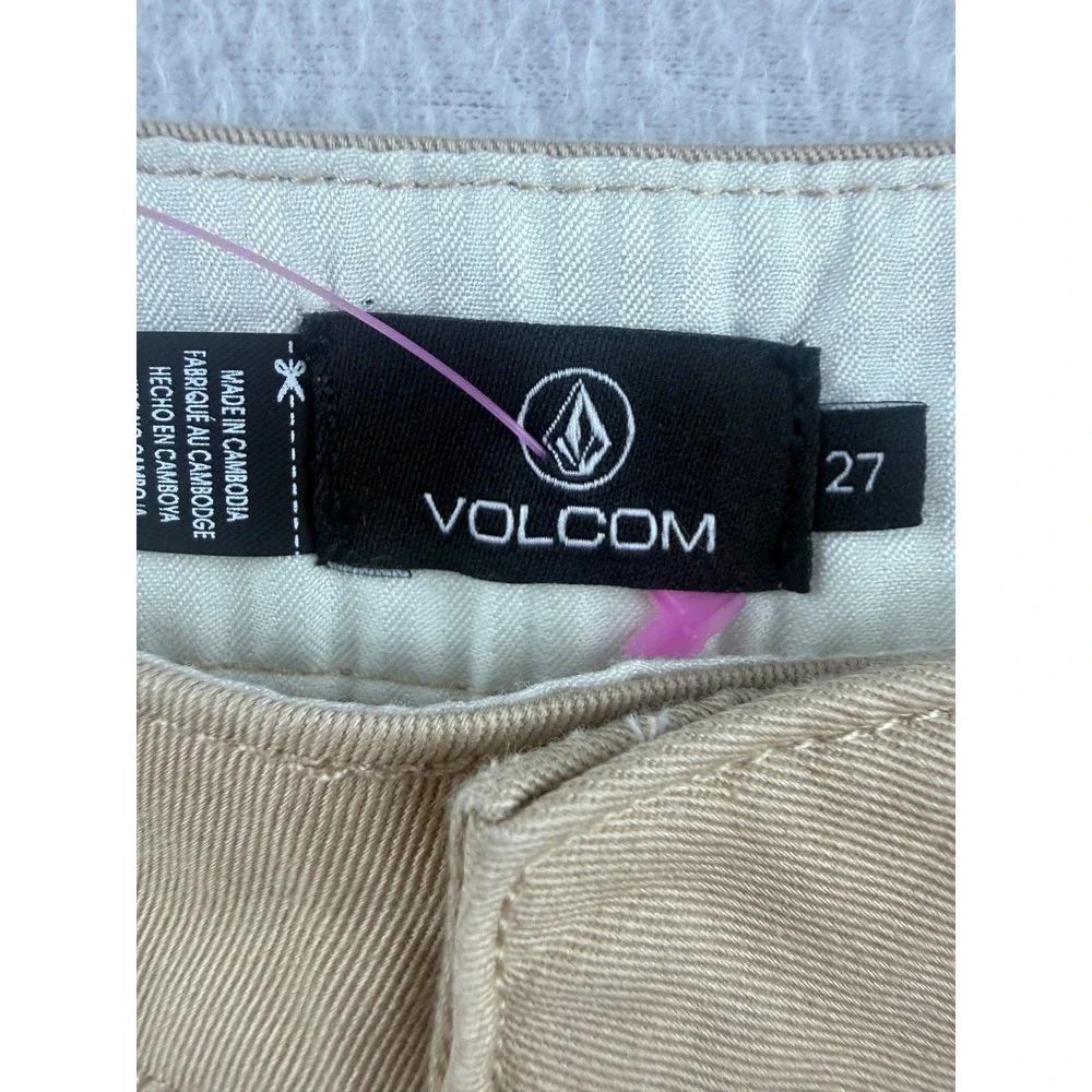 Volcom So Chickie Short Khaki Tan Chino Twill Skater Shorts Women Size 27 NEW - Picture 4 of 8